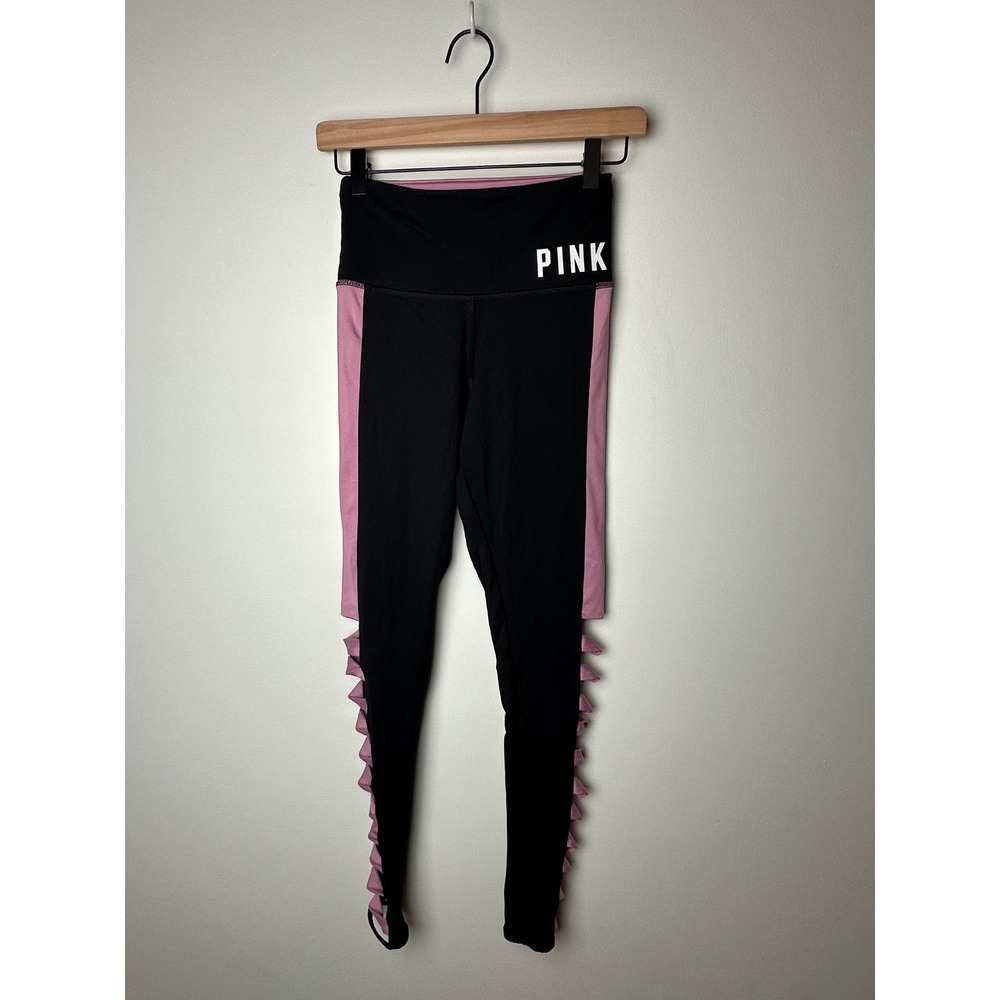 PINK‎ Victoria's Secret Ultimate Leggings XS Black Pink High Waist Activewear